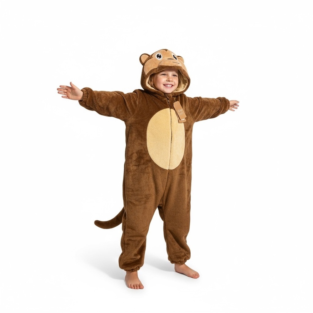 Kids Monkey Plush Hooded Onesie Play Party Costume Halloween by MCM